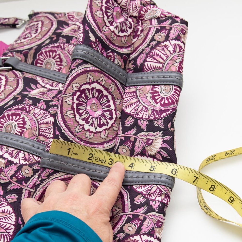 Vera Bradley Midtown Tote Travel Bag Large Office Lei Flowers Grey Purple - Picture 7 of 7
